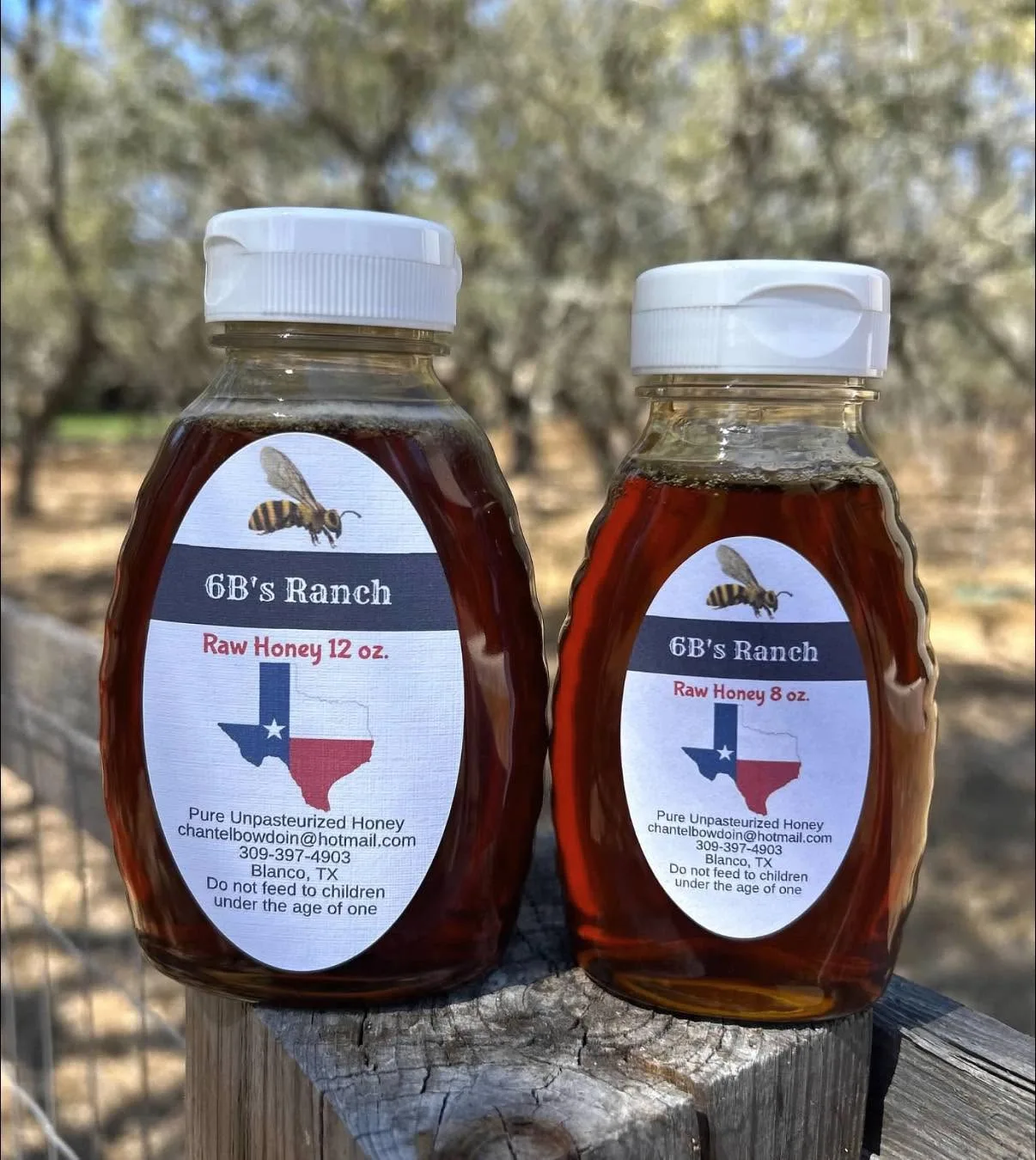 6B’s Ranch raw honey drizzled over pancakes