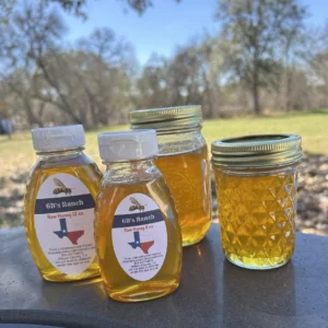 6B's Ranch raw honey in 8 oz and 12 oz bottles and glass mason jars, made in Wilson County, Texas