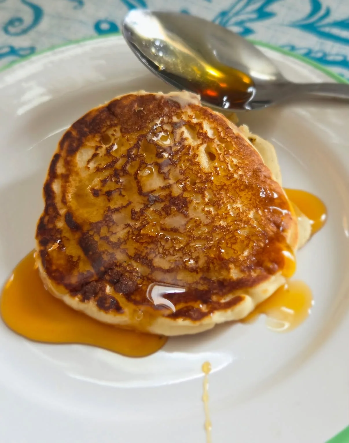 6B's Ranch raw honey drizzled over pancakes